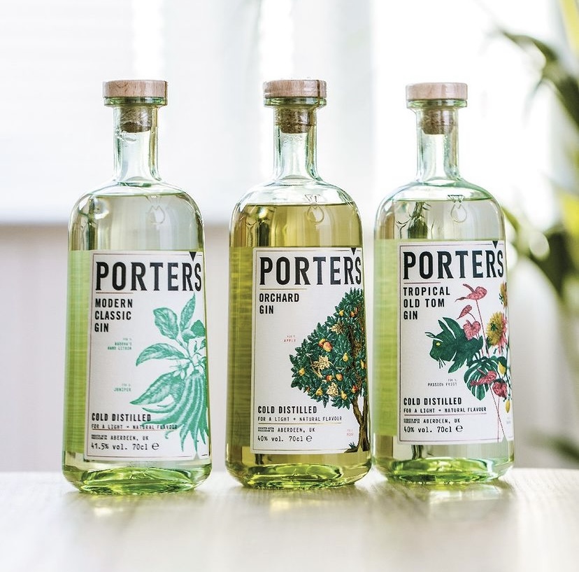 Bouteilles de gin Porter's - Porter's Gin - Modern Classic Gin - Orchard Gin - Tropical Old Top Gin